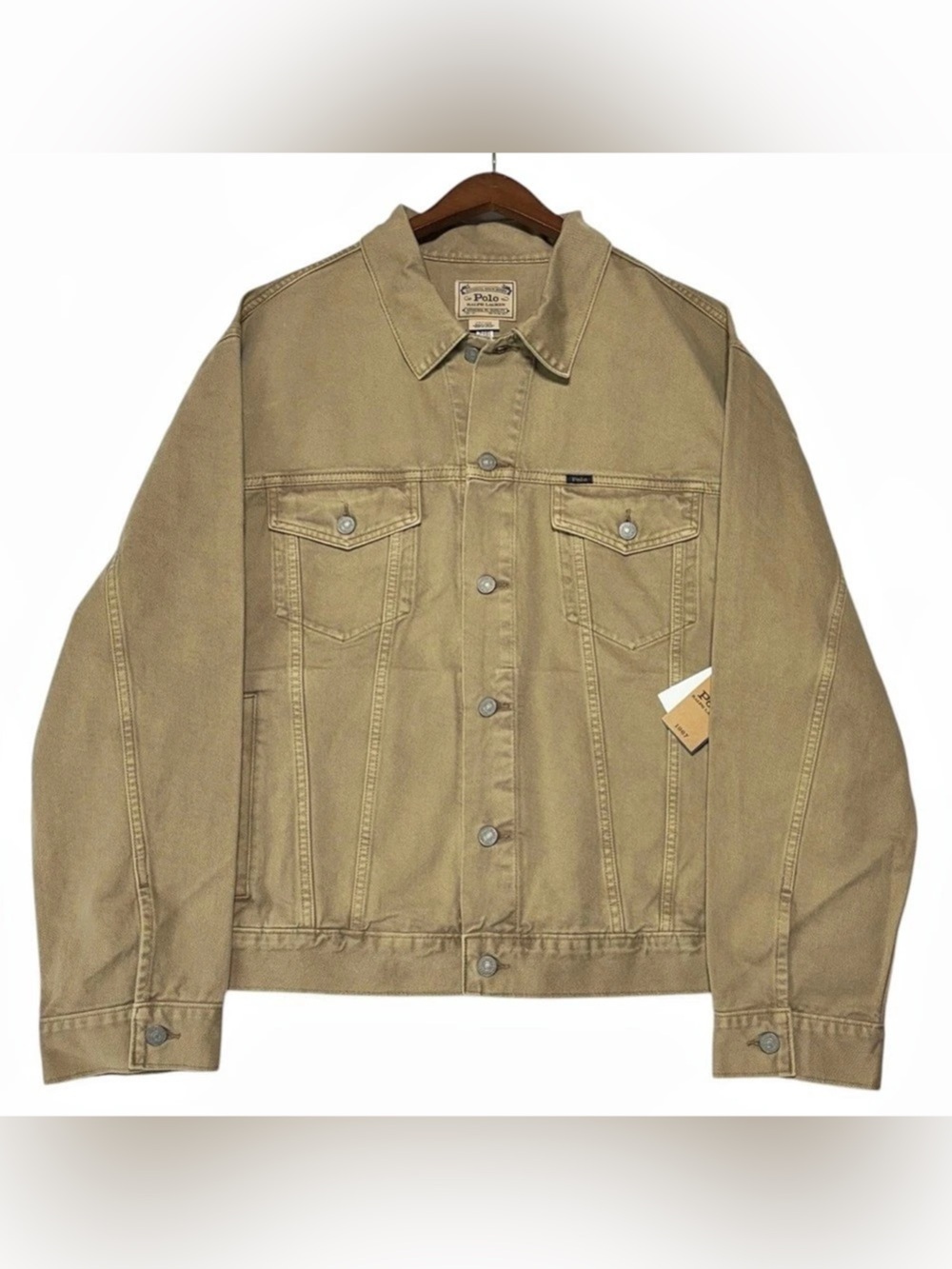 NEW Polo Ralph Lauren Men Khaki Jean Icon Trucker Jacket Button Closure Size 2XB